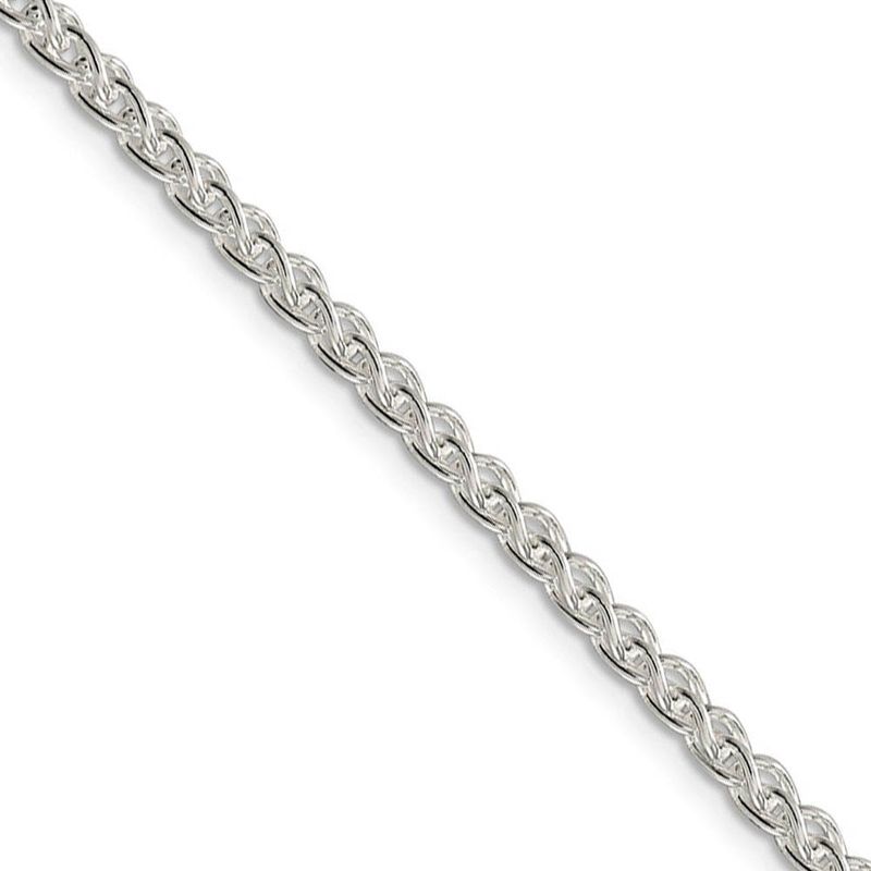 3mm, Sterling Silver Round Solid Spiga Chain Necklace, 18 Inch